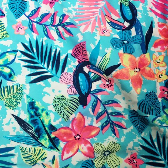 Wonder Nation Girls One Piece Swim Suit Tropical Blue Size L 10/12 - Picture 3 of 6